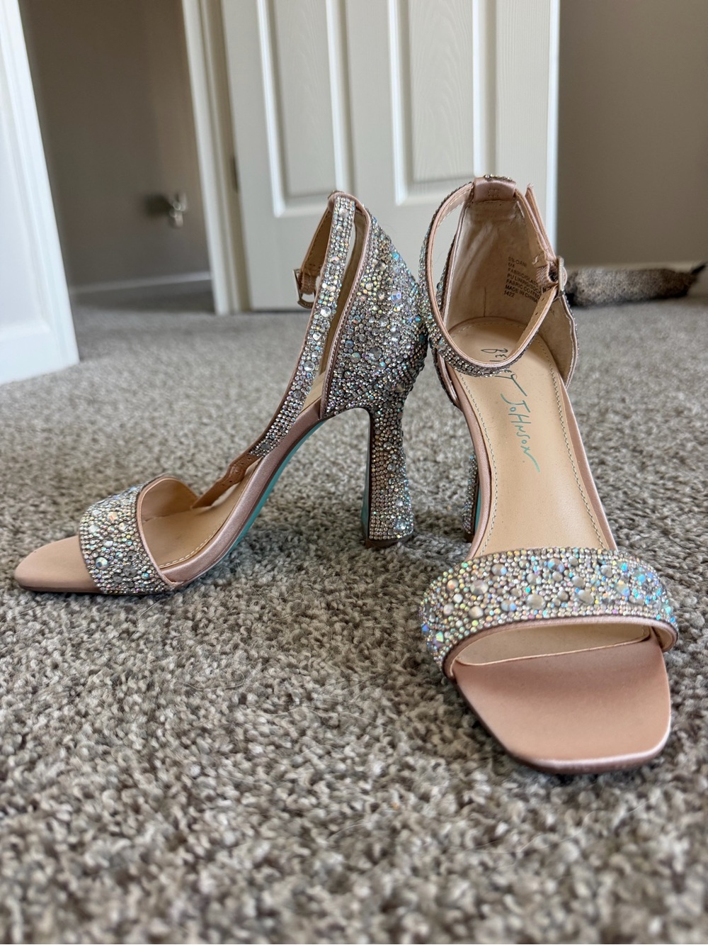 Betsey Johnson Crystal Ankle-Strap Heels only worn for wedding dress fitting